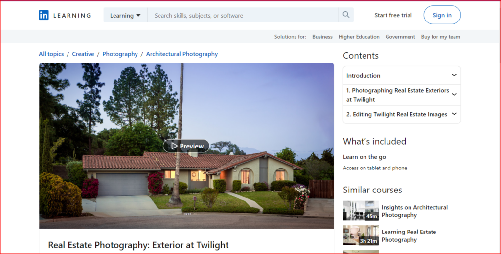 Real Estate Photography: Exterior at Twilight homepage with a well-lit house