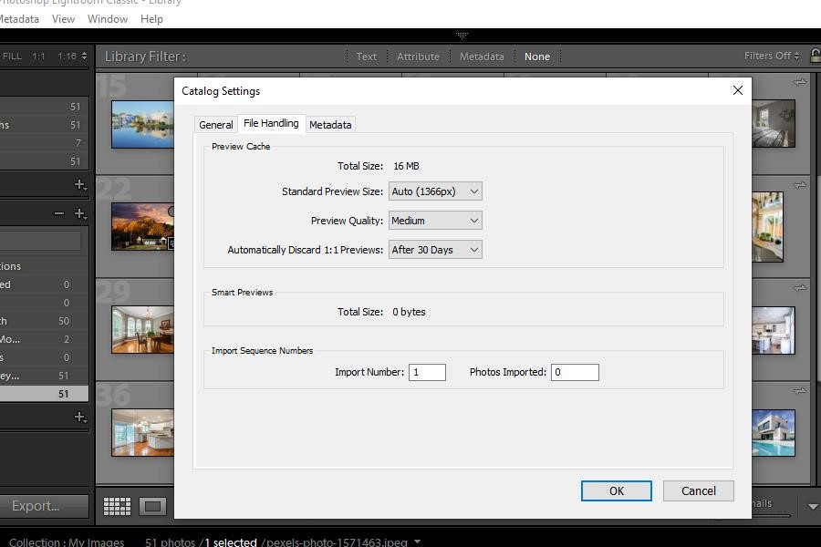 Configuring Catalog settings in Lightroom