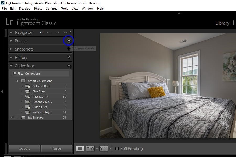 Presets tab in Lightroom