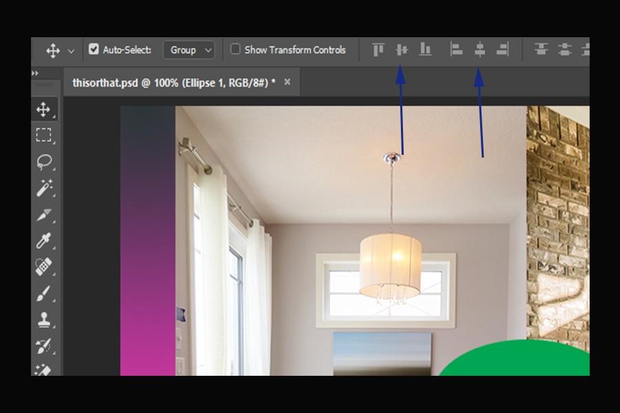 Menyejajarkan Gambar secara vertikal dan horizontal ke tengah di Photoshop