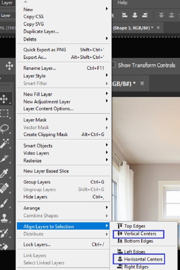 Center images in Photoshop using guides