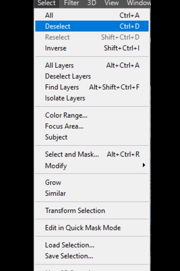 Deselecting layers in the layers panel