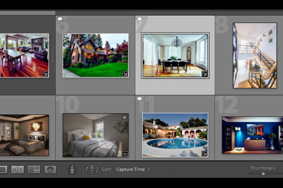 Grid view of images in Lightroom