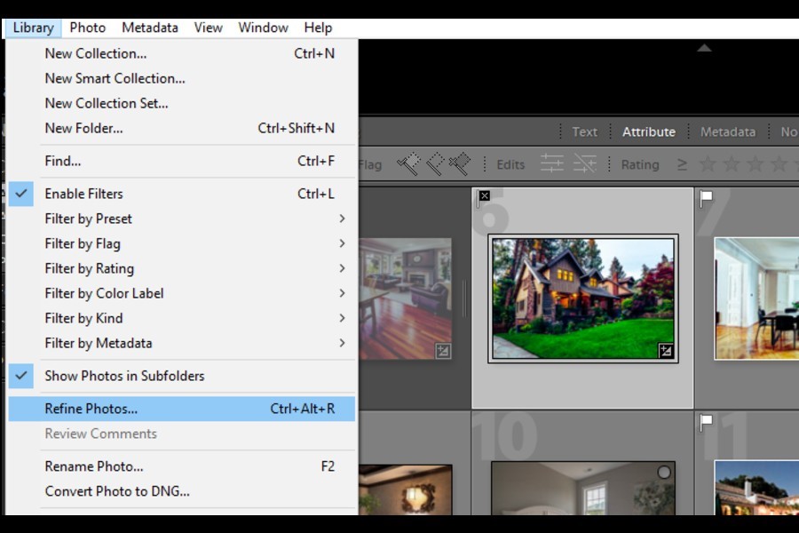 Selecting Refine Photos option in Lightroom