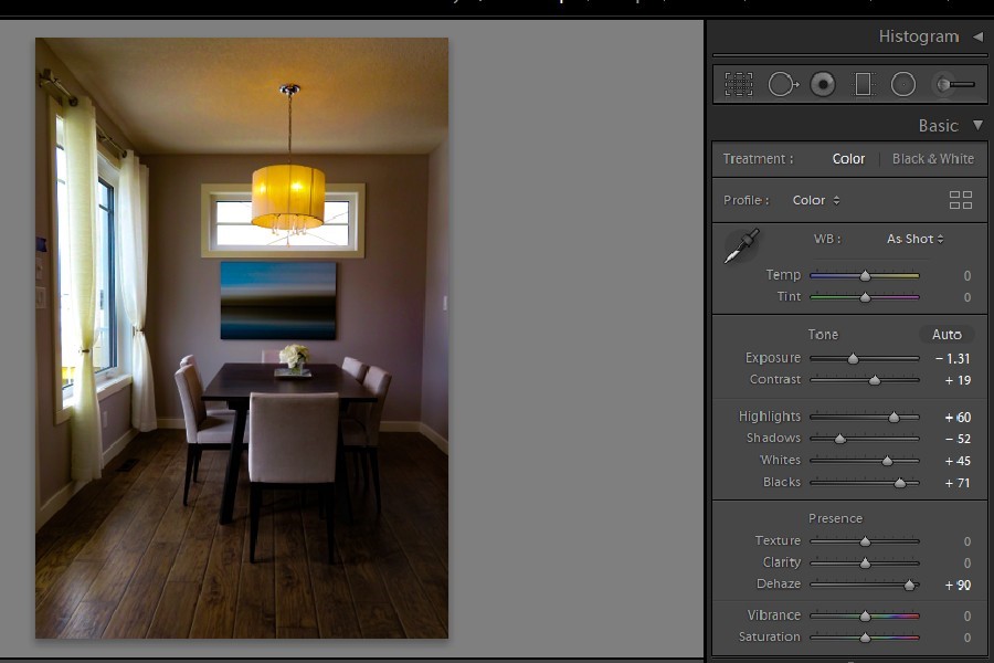 Editing photo in Develop Module before creating a preset in Lightroom