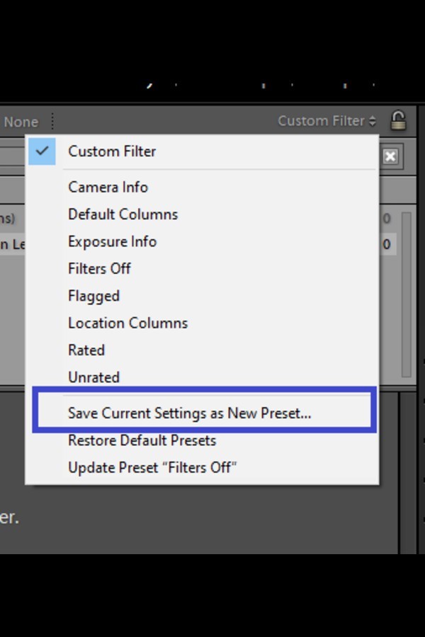 Creating a custom filter for searching photos in Lightroom