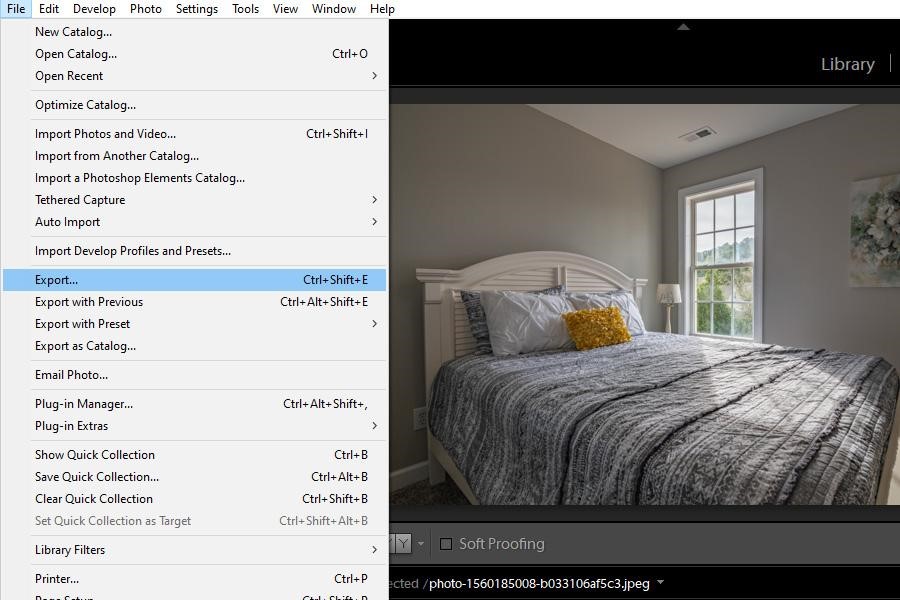 Exporting images in Lightroom