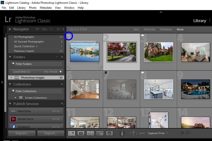 Flagging Images in Lightroom using the flag icon